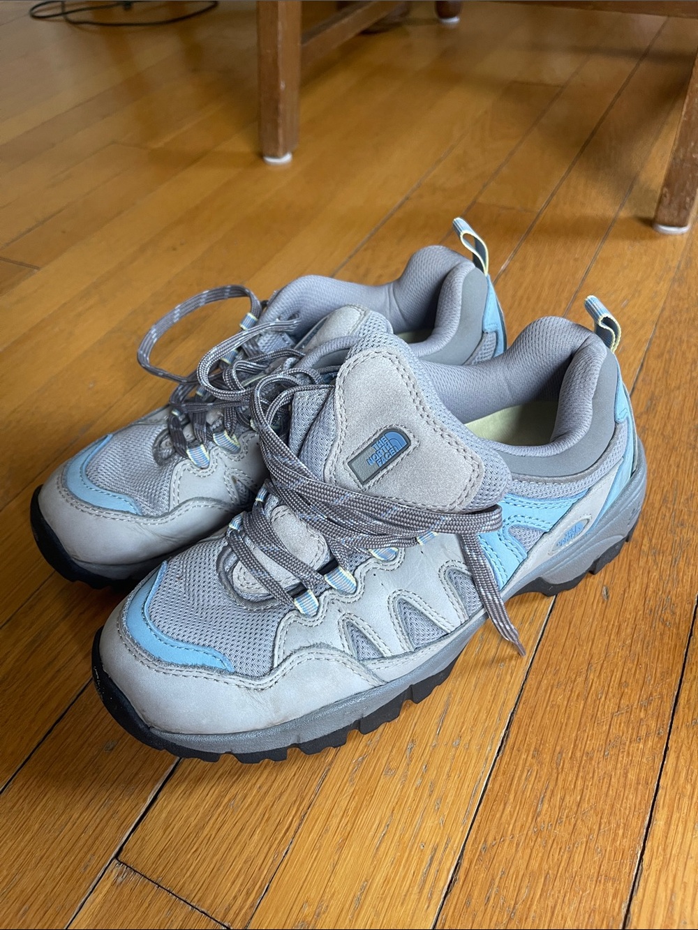 The North Face Gray and Light Blue Trail Sneakers